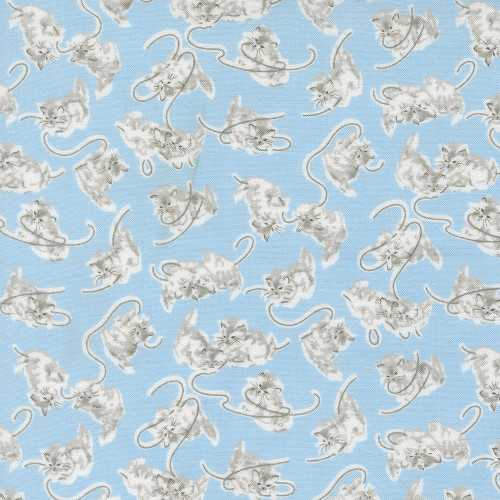 Moda Fabrics A Cat Named Stitch Camille Roskelley Georgie Cats Kittens Sky Blue