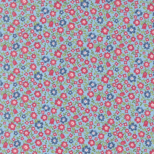 Moda Fabrics A Cat Named Stitch Camille Roskelley Lucky Small Floral Sky Blue
