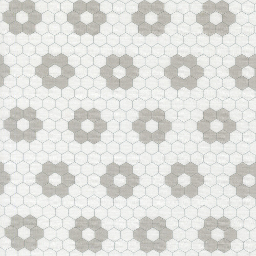 Moda Fabrics A Cat Named Stitch Camille Roskelley Quilted Hexagons Cream Grey Grey