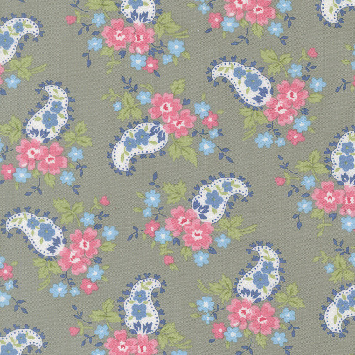 Moda Fabrics A Cat Named Stitch Camille Roskelley Sweet Floral Paisley Grey Grey