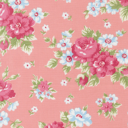 Moda Fabrics A Cat Named Stitch Camille Roskelley Cabbage Rose Floral Blush Pink