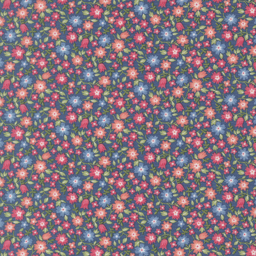 Moda Fabrics A Cat Named Stitch Camille Roskelley Lucky Small Floral Sea Blue