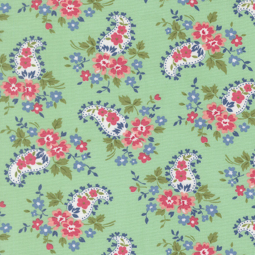 Moda Fabrics A Cat Named Stitch Camille Roskelley Sweet Floral Paisley Green Green