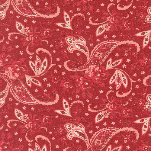 Moda Fabrics Petals And Polka Dots Bunny Hill Designs Pretty Paisley Rose Red