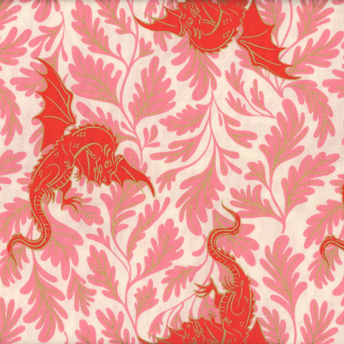 Moda Fabrics Fireglow Ruby Star Society Sarah Watts Dragon Lair Metallic Dark Ruby Pink