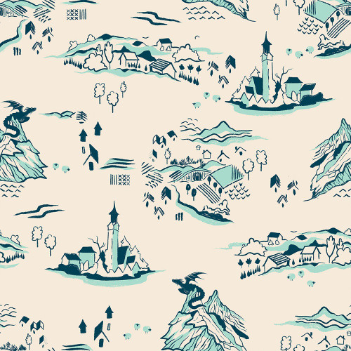 Moda Fabrics Fireglow Ruby Star Society Sarah Watts Middle Earth Mountain Town Frost Aqua
