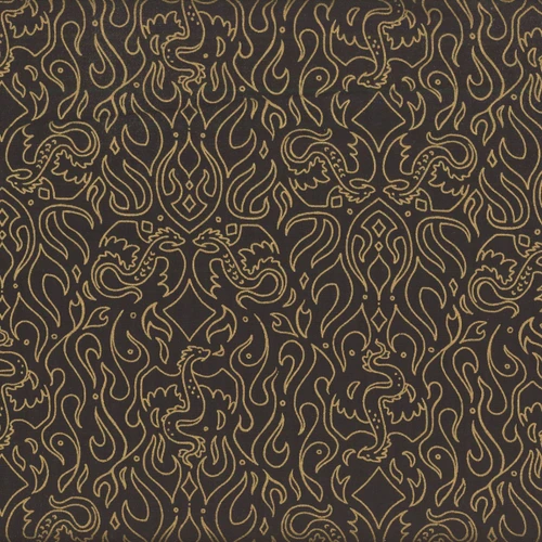 Moda Fabrics Fireglow Ruby Star Society Sarah Watts Dragon Emblem Metallic Black