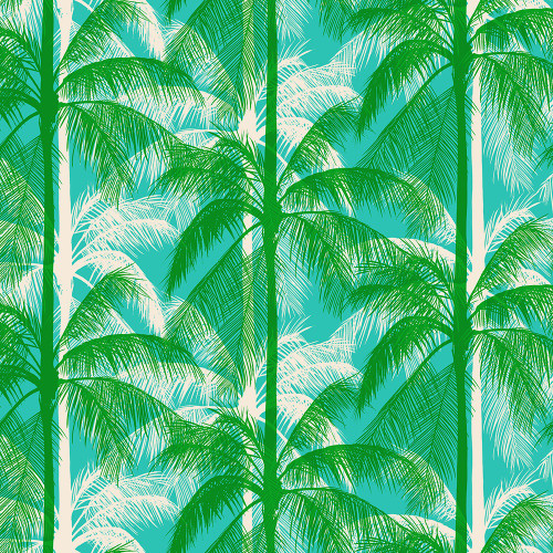 Moda Fabrics Poolside Too Ruby Star Society Retro Poolside Palm Trees Tropic Aqua
