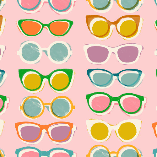 Moda Fabrics Poolside Too Ruby Star Society Retro Kitsch Sunglasses Cotton Candy Pink