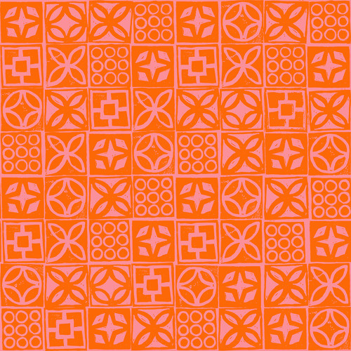 Moda Fabrics Poolside Too Ruby Star Society Geometric Architectural Blocks  Goldfish Orange