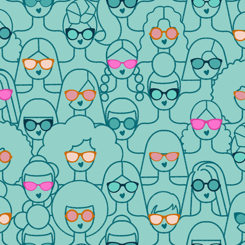 Moda Fabrics Poolside Too Ruby Star Society Shine Girl, Shine Lagoon Aqua