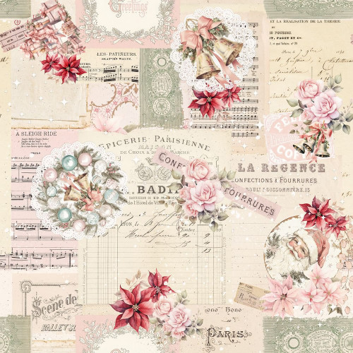 Blank Quilting Fabrics Christmas Magic Frank Garcia Christmas Collage Ivory