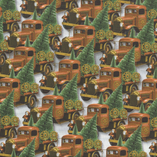 Blank Quilting Fabrics Gears and Garland Urban Essence Designs Steampunk Truck Christmas Trees Copper