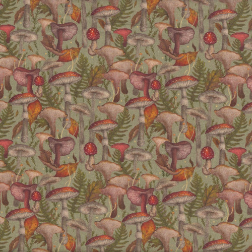 Blank Quilting Fabrics Harvest Haunt Episodic Drawing Mushrooms Olive Green