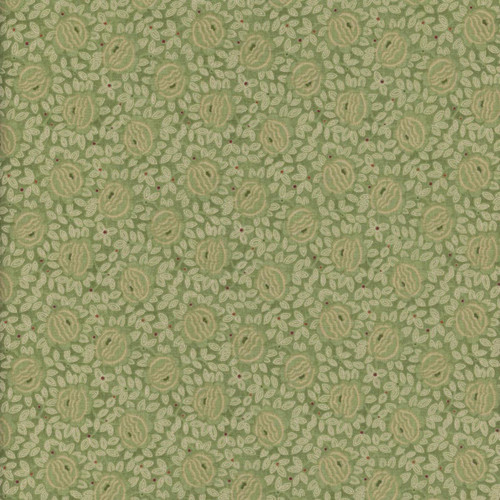 Henry Glass Fabrics Harvest Thyme Kim Diehl Cabbage Rose Sage Green, fabric pattern featuring a detailed floral design with sage green and ivory hues, perfect for quilting and home decor.