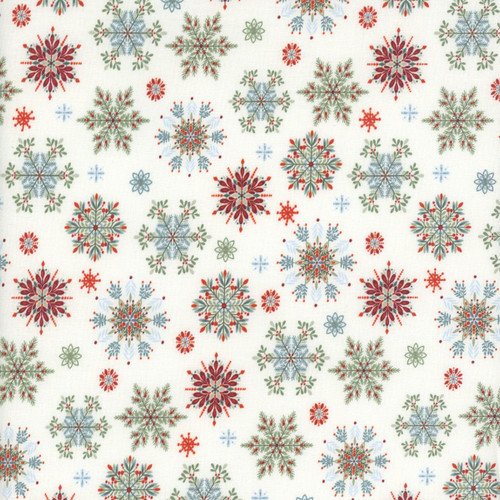 Henry Glass Fabrics Nordic Holiday Village MaryJane Carey Snowflakes Cream Multi