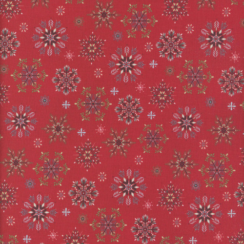 Henry Glass Fabrics Nordic Holiday Village MaryJane Carey Snowflakes Red Multi