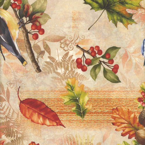 Henry Glass Fabrics Oak and Berries Jan Mott Oak Berries Patchwork Cream Multi