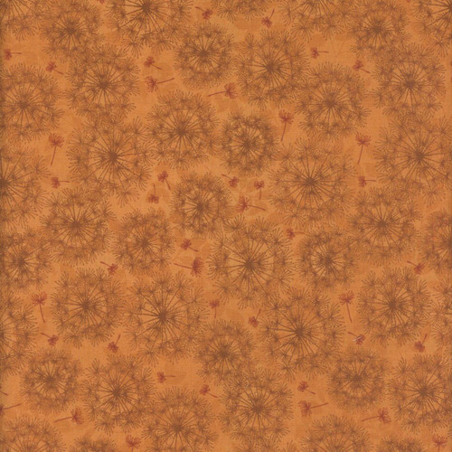 Henry Glass Fabrics Oak and Berries Jan Mott Dandelion Monotone Rust, fabric with a dandelion seed pattern in monotone rust tones.