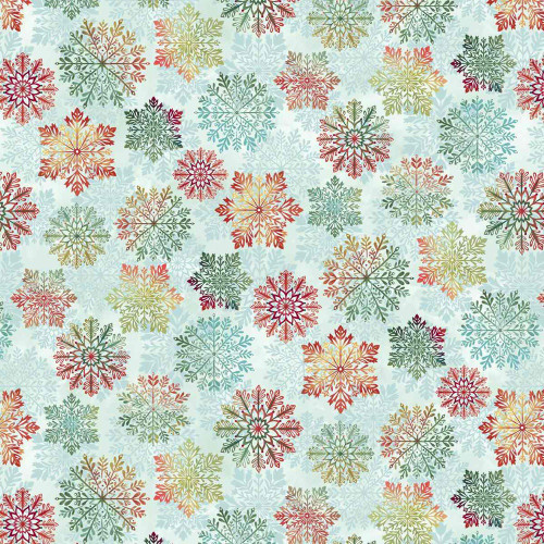 Henry Glass Fabrics Sweet Christmas Memories Color Principle Snowflake Toss Ice Blue