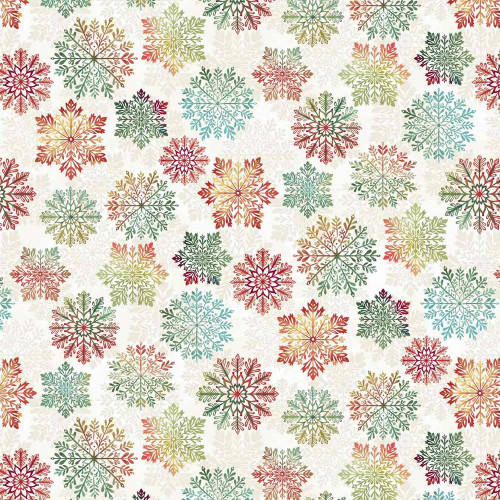 Henry Glass Fabrics Sweet Christmas Memories Color Principle Snowflake Toss Cream