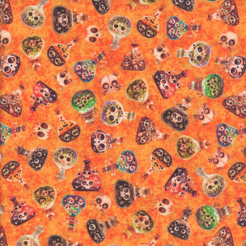 Quilting Treasures Fabrics A Haunting We Will Go Dan Morris Orange Skulls and Potions