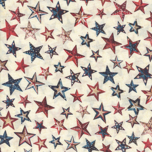 Quilting Treasures Fabrics All American Snowman Dan Morris Cream Americana Stars