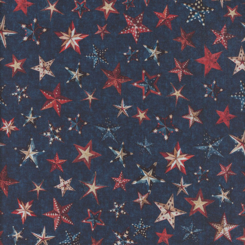 Quilting Treasures Fabrics All American Snowman Dan Morris Navy Blue Americana Stars