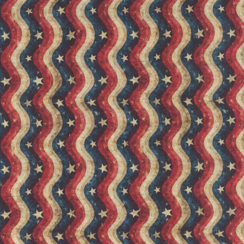 Quilting Treasures Fabrics All American Snowman Dan Morris Americana Wavy Stripe Red White Blue