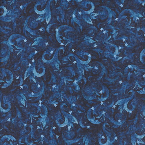 Quilting Treasures Fabrics All American Snowman Dan Morris Navy Blue Swirls