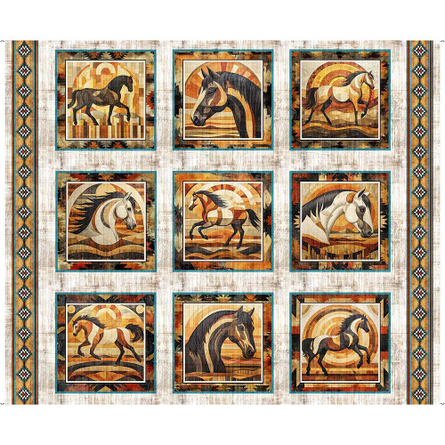 Quilting Treasures Fabrics Canyonlands Dan Morris Cream Horses Picture Patches