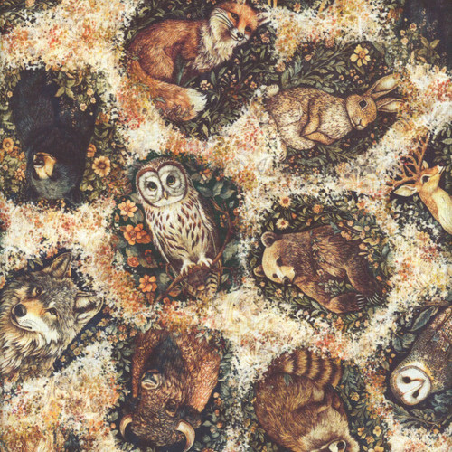 Quilting Treasures Fabrics Cedar and Sage Dan Morris Cream Forest Animals