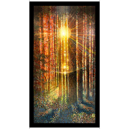 Quilting Treasures Fabrics Forest Light Dan Morris Yellow Sunlight Forest Panel 24
