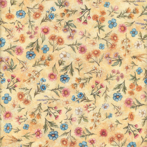 Quilting Treasures Fabrics Lil Farmers Dan Morris Yellow Tossed Flowers