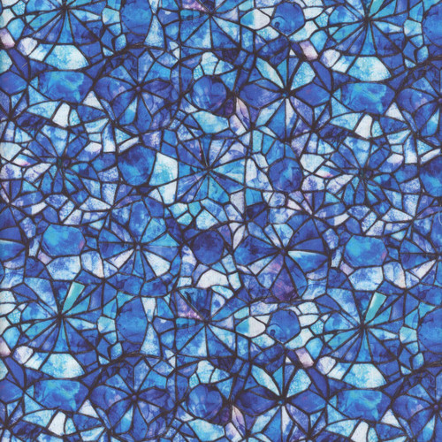 Quilting Treasures Fabrics Lumenique Dan Morris Denim Blue Stained Glass Texture