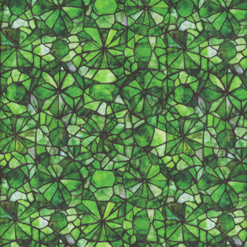 Quilting Treasures Fabrics Lumenique Dan Morris Green Stained Glass Texture