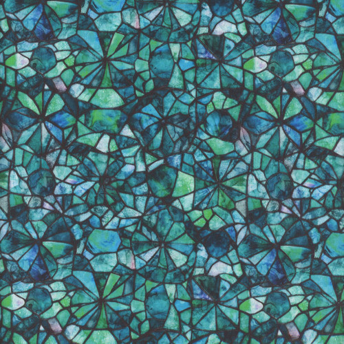 Quilting Treasures Fabrics Lumenique Dan Morris Lagoon Blue Stained Glass Texture