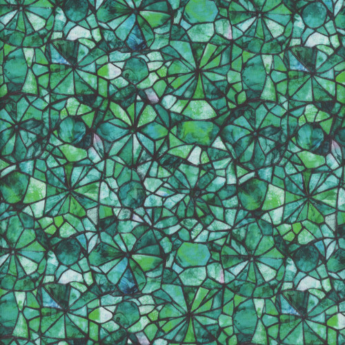 Quilting Treasures Fabrics Lumenique Dan Morris Jade Green Stained Glass Texture