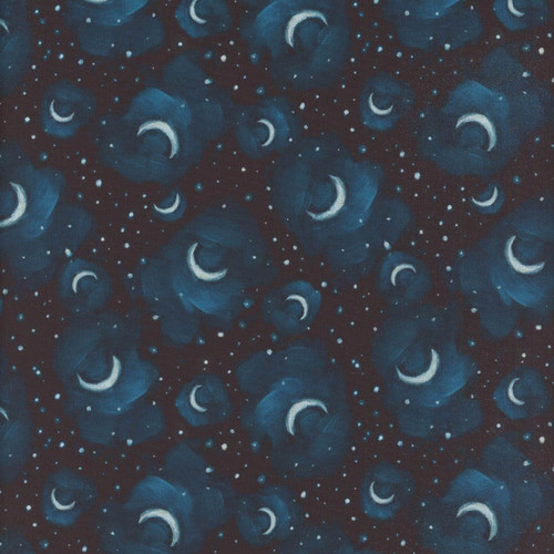 Quilting Treasures Fabrics Midnight Petals Andrea Lavery Midnight Blue Crescent Moons