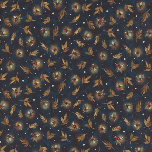 Quilting Treasures Fabrics Midnight Petals Andrea Lavery Navy Blue Wheat Sprigs