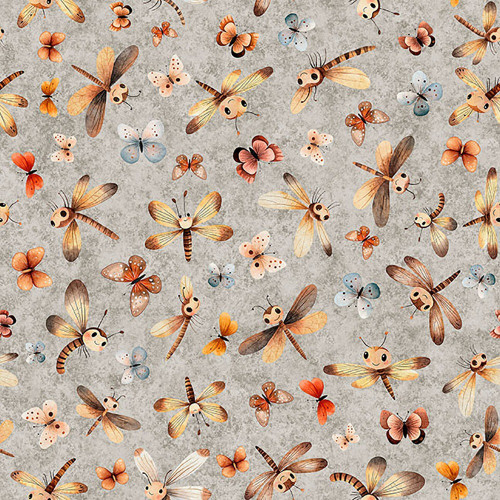 Quilting Treasures Fabrics Pandaland Dan Morris Grey Dragonflies