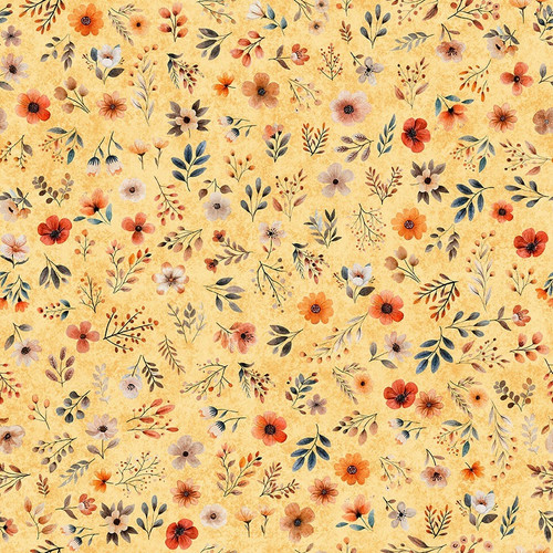 Quilting Treasures Fabrics Pandaland Dan Morris Orange Yellow Meadow Floral