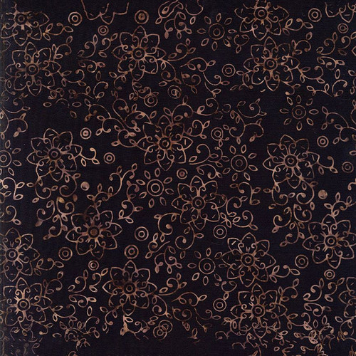 Timeless Treasures Fabrics Tonga Batiks Ember Iron Grey Swirl Vine and Flowers