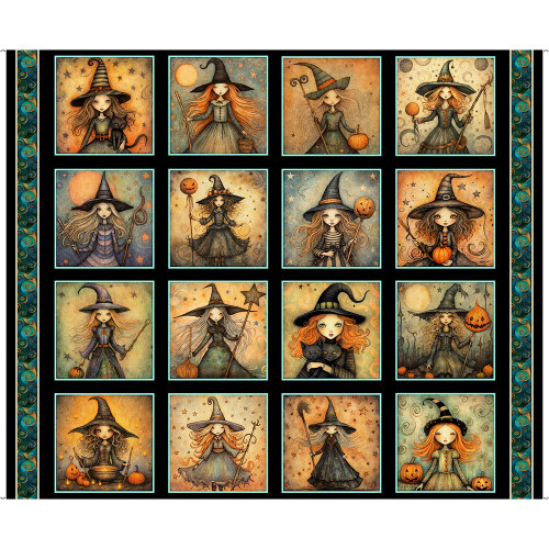 Quilting Treasures Fabrics Witchypoo Dan Morris Black Witch Picture Patches