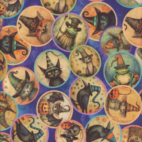 Quilting Treasures Fabrics Witchypoo Dan Morris Purple Animal Witch Bubbles