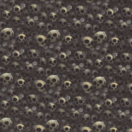 Quilting Treasures Fabrics Witchypoo Dan Morris Black Grey Skulls