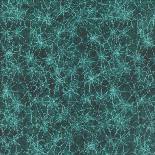 Quilting Treasures Fabrics Witchypoo Dan Morris Teal Blue Spider Webs