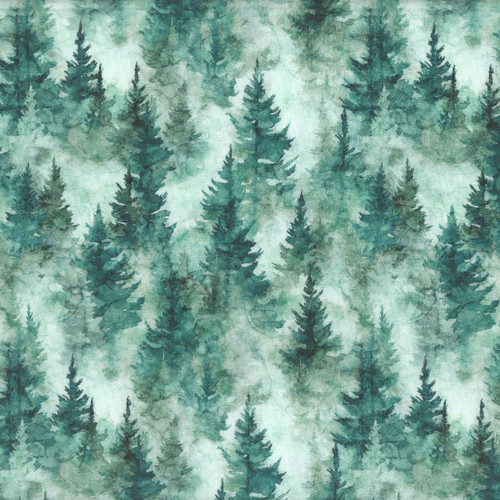 Quilting Treasures Fabrics Skyward Dan Morris Teal Green Trees