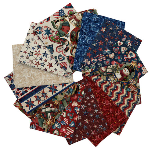 Quilting Treasures Fabrics All American Snowman Dan Morris 14 Fat Quarters