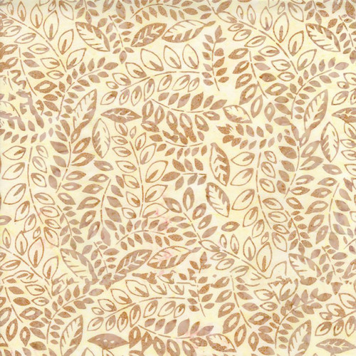 Timeless Treasures Fabrics Riverside Tonga Batiks Beige Cream Tan Vine Leaves
